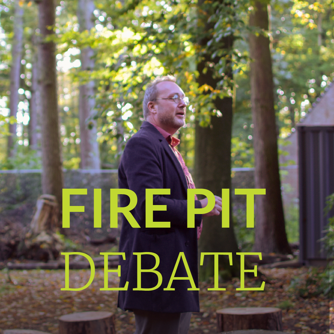 Professor doctor Laurens Landeweerd speaks in the BioArt Village forest