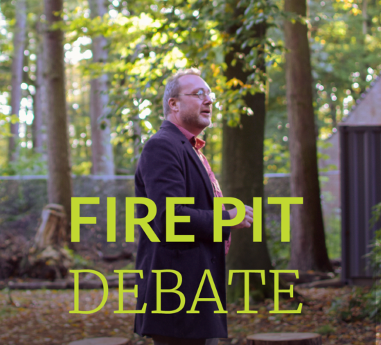 Professor doctor Laurens Landeweerd speaks in the BioArt Village forest